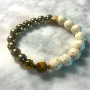 Hematite Tigers eye & Howlite Bracelet
